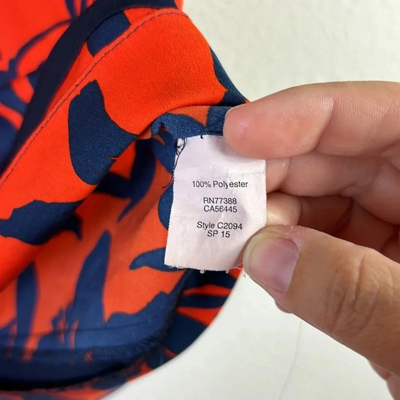 J. Crew Floral Top Red Blue Round Neck Short Sleeve Blouse size Small - Picture 5 of 8